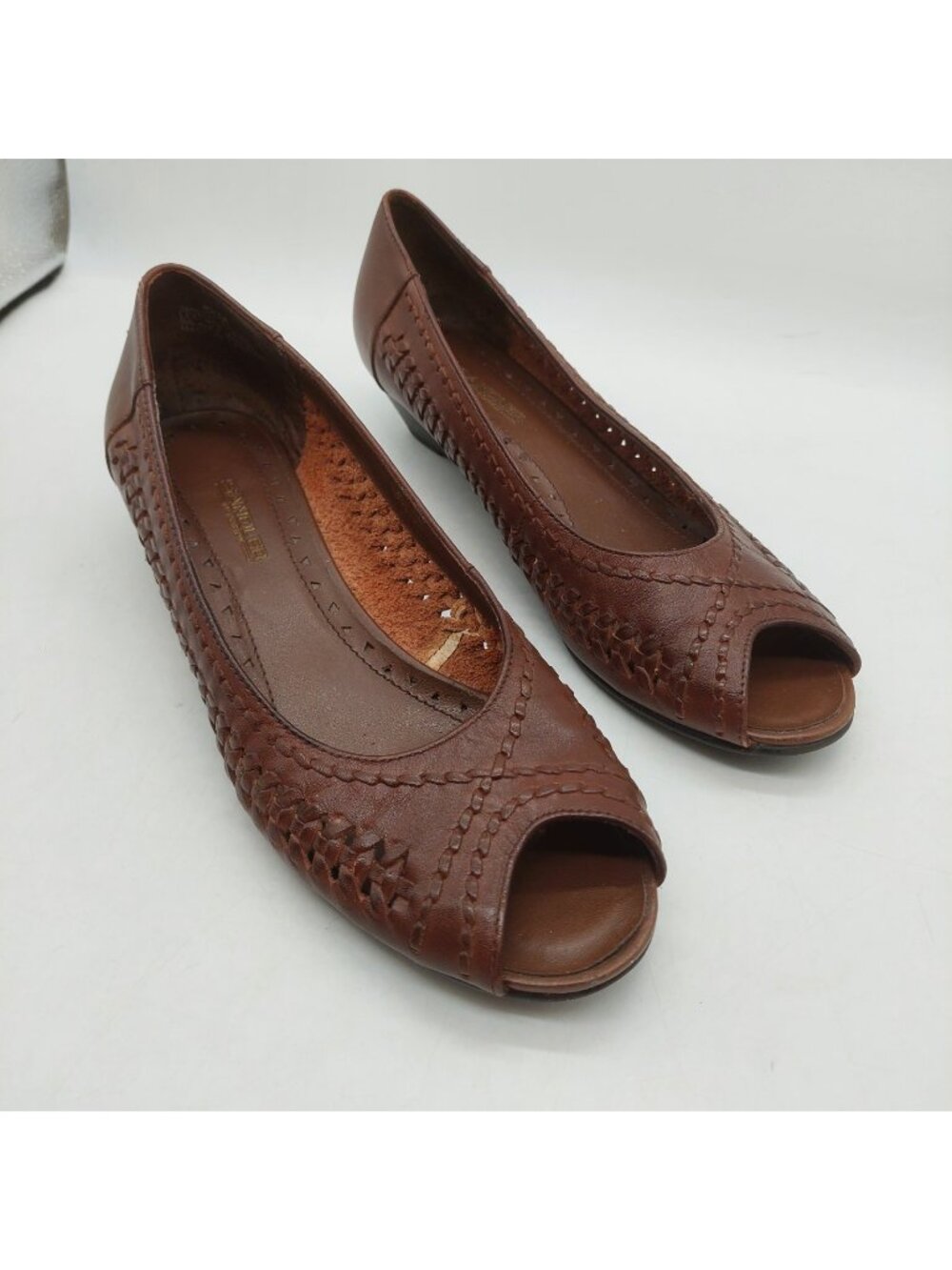 Sandler of Boston Women’s Open Toe Shoes Genuine Leather Heels Brown Size 8.5